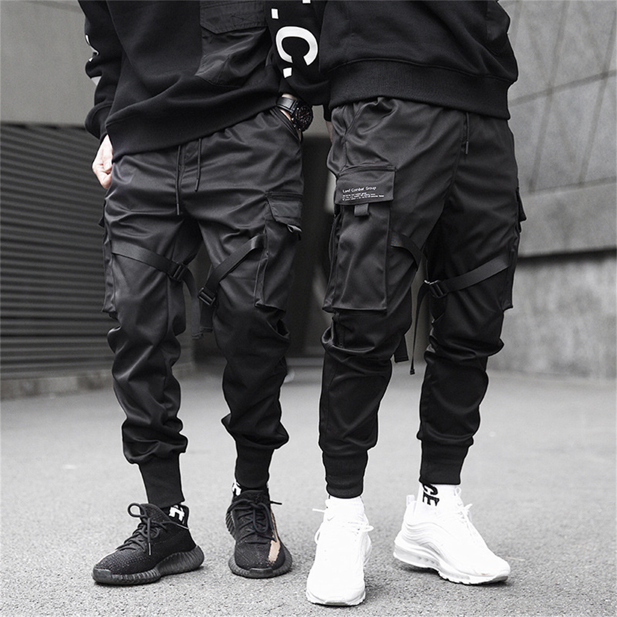 Streetwear Brand China - Siyah Hip Hop kargo pantolon yaz
