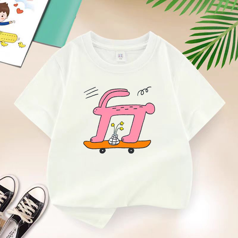 Streetwear Girl Brand - Çocuklar Yaz Marka Tavşan Kaykay T-shirt