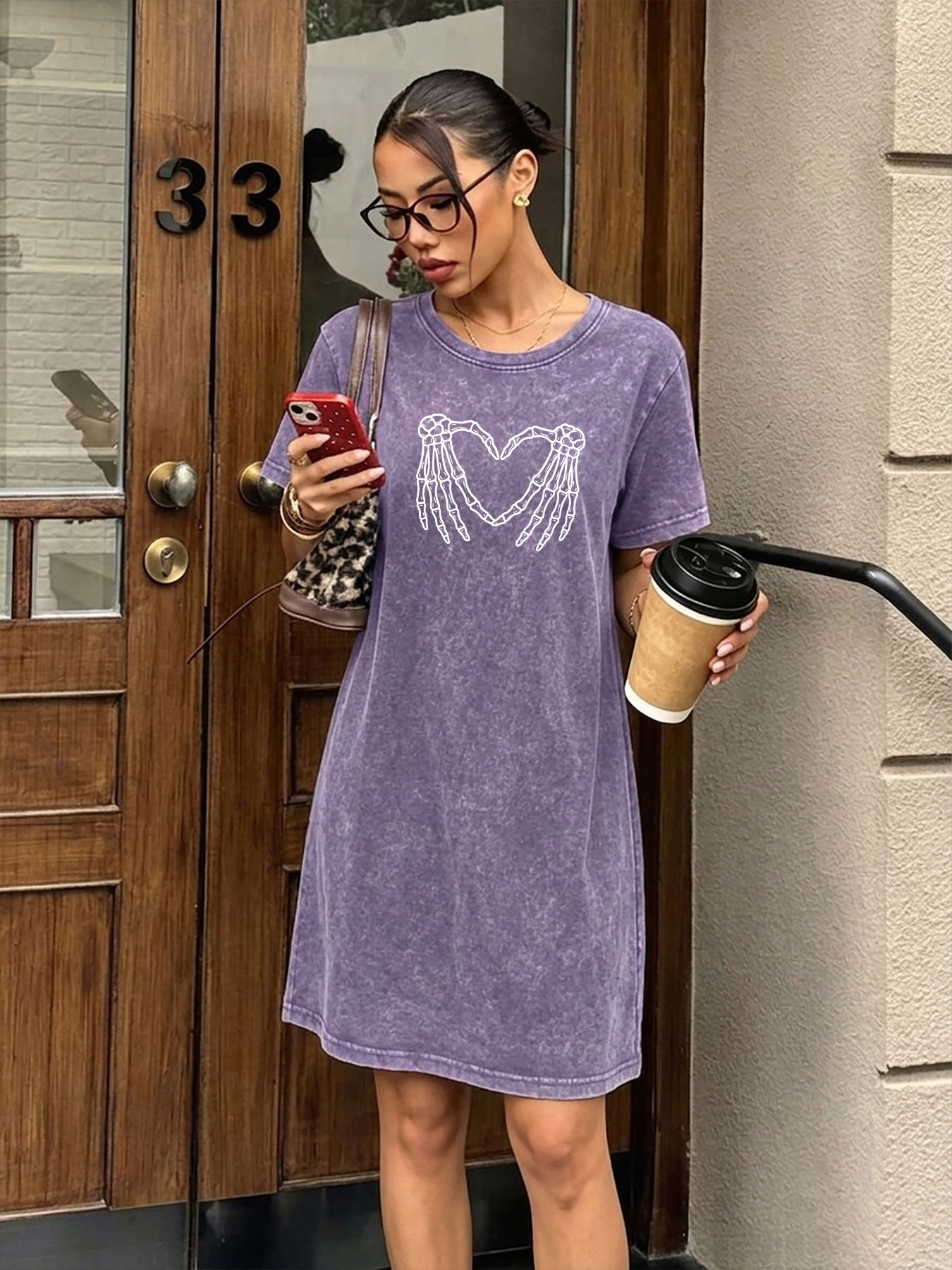 Streetwear Brand Heart - Kadınlar için Vintage Yıkanmış Eskitilmiş Görünümlü