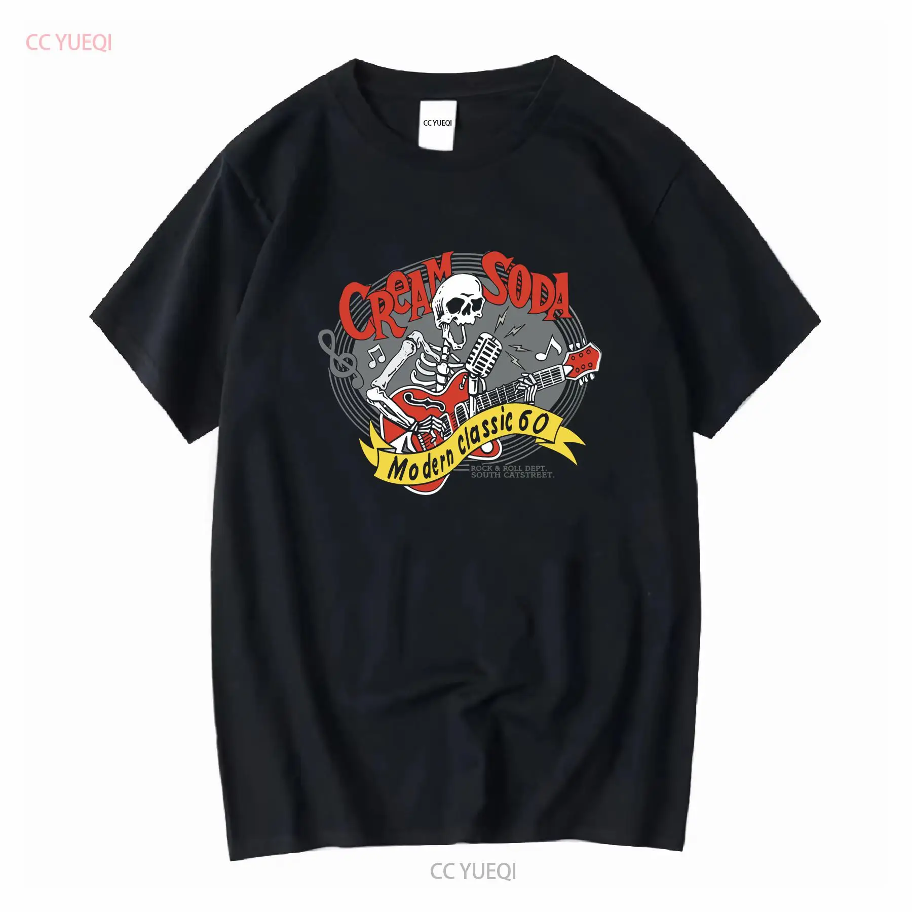 Streetwear Brand China - Kremalı Soda Rock Roll Tişörtü Japon