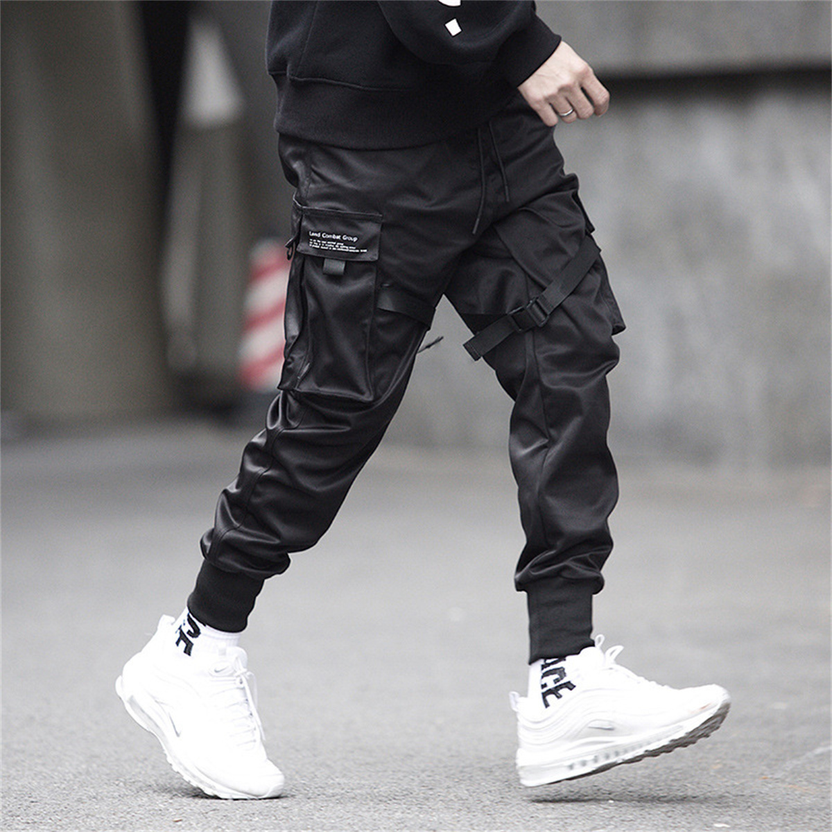 Siyah Hip Hop kargo pantolon y - Streetwear Brand China incelemesi ve fiyatı