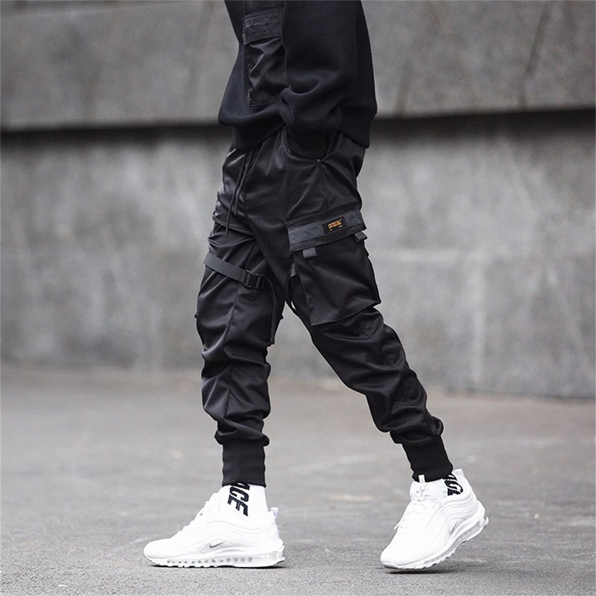 Siyah Hip Hop kargo pantolon y - Streetwear Brand China incelemesi ve fiyatı